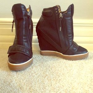 wedged sneaker booties - new (worn only once)